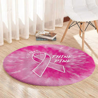 Personalized Breast Cancer Awareness Round Carpet Think Pink Tie Dye Ribbon - Wonder Print Shop