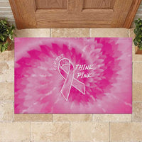 Personalized Breast Cancer Awareness Rubber Doormat Think Pink Tie Dye Ribbon - Wonder Print Shop