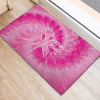 Personalized Breast Cancer Awareness Rubber Doormat Think Pink Tie Dye Ribbon - Wonder Print Shop