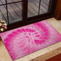 Personalized Breast Cancer Awareness Rubber Doormat Think Pink Tie Dye Ribbon - Wonder Print Shop