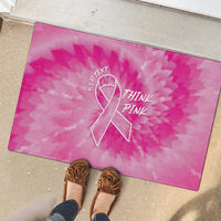 Personalized Breast Cancer Awareness Rubber Doormat Think Pink Tie Dye Ribbon - Wonder Print Shop
