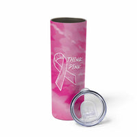 Personalized Breast Cancer Awareness Skinny Tumbler Think Pink Tie Dye Ribbon - Wonder Print Shop