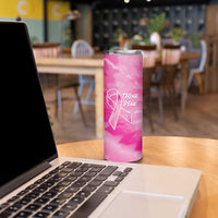 Personalized Breast Cancer Awareness Skinny Tumbler Think Pink Tie Dye Ribbon - Wonder Print Shop