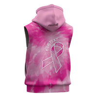 Breast Cancer Awareness Sleeveless Zip Hoodie Think Pink Tie Dye Ribbon - Wonder Print Shop