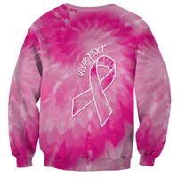 Personalized Breast Cancer Awareness Sweatshirt Think Pink Tie Dye Ribbon - Wonder Print Shop