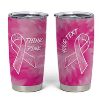 Personalized Breast Cancer Awareness Tumbler Cup Think Pink Tie Dye Ribbon - Wonder Print Shop