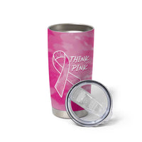 Personalized Breast Cancer Awareness Tumbler Cup Think Pink Tie Dye Ribbon - Wonder Print Shop