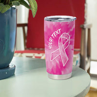 Personalized Breast Cancer Awareness Tumbler Cup Think Pink Tie Dye Ribbon - Wonder Print Shop