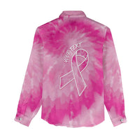 Personalized Breast Cancer Awareness Women Casual Shirt Think Pink Tie Dye Ribbon - Wonder Print Shop