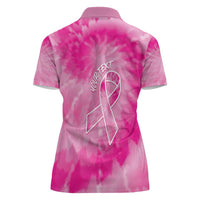 Personalized Breast Cancer Awareness Women Polo Shirt Think Pink Tie Dye Ribbon - Wonder Print Shop