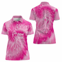 Personalized Breast Cancer Awareness Women Polo Shirt Think Pink Tie Dye Ribbon - Wonder Print Shop