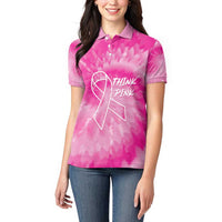 Personalized Breast Cancer Awareness Women Polo Shirt Think Pink Tie Dye Ribbon - Wonder Print Shop