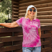 Personalized Breast Cancer Awareness Women Polo Shirt Think Pink Tie Dye Ribbon - Wonder Print Shop