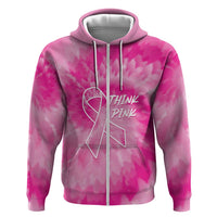 Personalized Breast Cancer Awareness Zip Hoodie Think Pink Tie Dye Ribbon - Wonder Print Shop