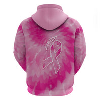 Personalized Breast Cancer Awareness Zip Hoodie Think Pink Tie Dye Ribbon - Wonder Print Shop