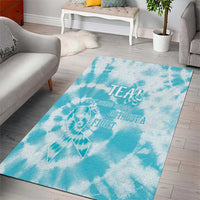 Teal Ribbon Cervical Cancer Awareness Area Rug Not Going Down Without A Fight Tie Dye - Wonder Print Shop