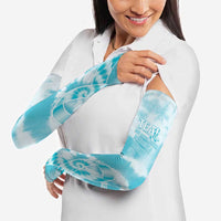 Teal Ribbon Cervical Cancer Awareness Arm Sleeves Not Going Down Without A Fight Tie Dye - Wonder Print Shop