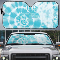 Teal Ribbon Cervical Cancer Awareness Auto Sun Shade Not Going Down Without A Fight Tie Dye - Wonder Print Shop