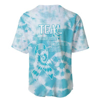 Teal Ribbon Cervical Cancer Awareness Baseball Jersey Not Going Down Without A Fight Tie Dye - Wonder Print Shop