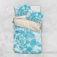 Teal Ribbon Cervical Cancer Awareness Bedding Set Not Going Down Without A Fight Tie Dye - Wonder Print Shop