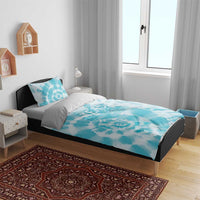 Teal Ribbon Cervical Cancer Awareness Bedding Set Not Going Down Without A Fight Tie Dye - Wonder Print Shop