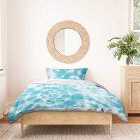 Teal Ribbon Cervical Cancer Awareness Bedding Set Not Going Down Without A Fight Tie Dye - Wonder Print Shop