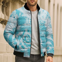 Teal Ribbon Cervical Cancer Awareness Bomber Puffer Jacket Not Going Down Without A Fight Tie Dye - Wonder Print Shop