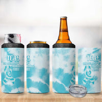 Teal Ribbon Cervical Cancer Awareness 4 in 1 Can Cooler Tumbler Not Going Down Without A Fight Tie Dye - Wonder Print Shop