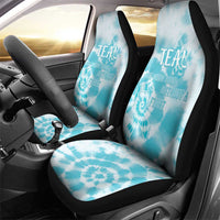 Teal Ribbon Cervical Cancer Awareness Car Seat Cover Not Going Down Without A Fight Tie Dye - Wonder Print Shop