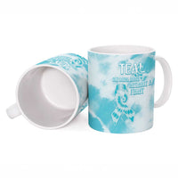 Teal Ribbon Cervical Cancer Awareness Ceramic Mug Not Going Down Without A Fight Tie Dye - Wonder Print Shop