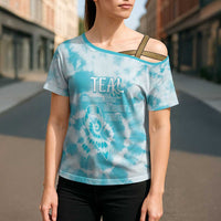 Teal Ribbon Cervical Cancer Awareness Cross Shoulder Shirt Not Going Down Without A Fight Tie Dye - Wonder Print Shop