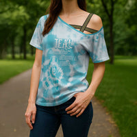 Teal Ribbon Cervical Cancer Awareness Cross Shoulder Shirt Not Going Down Without A Fight Tie Dye - Wonder Print Shop