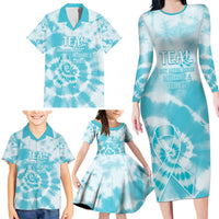 Teal Ribbon Cervical Cancer Awareness Family Matching Long Sleeve Bodycon Dress and Hawaiian Shirt Not Going Down Without A Fight Tie Dye - Wonder Print Shop