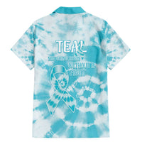 Teal Ribbon Cervical Cancer Awareness Family Matching Mermaid Dress and Hawaiian Shirt Not Going Down Without A Fight Tie Dye - Wonder Print Shop