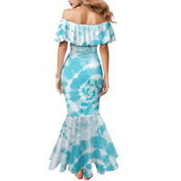 Teal Ribbon Cervical Cancer Awareness Family Matching Mermaid Dress and Hawaiian Shirt Not Going Down Without A Fight Tie Dye - Wonder Print Shop