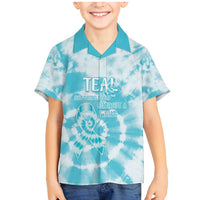 Teal Ribbon Cervical Cancer Awareness Family Matching Mermaid Dress and Hawaiian Shirt Not Going Down Without A Fight Tie Dye - Wonder Print Shop