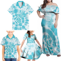 Teal Ribbon Cervical Cancer Awareness Family Matching Off Shoulder Maxi Dress and Hawaiian Shirt Not Going Down Without A Fight Tie Dye - Wonder Print Shop