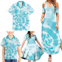 Teal Ribbon Cervical Cancer Awareness Family Matching Summer Maxi Dress and Hawaiian Shirt Not Going Down Without A Fight Tie Dye - Wonder Print Shop