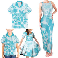 Teal Ribbon Cervical Cancer Awareness Family Matching Tank Maxi Dress and Hawaiian Shirt Not Going Down Without A Fight Tie Dye - Wonder Print Shop
