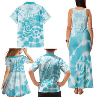 Teal Ribbon Cervical Cancer Awareness Family Matching Tank Maxi Dress and Hawaiian Shirt Not Going Down Without A Fight Tie Dye - Wonder Print Shop