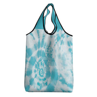 Teal Ribbon Cervical Cancer Awareness Grocery Bag Not Going Down Without A Fight Tie Dye - Wonder Print Shop