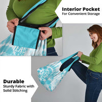 Teal Ribbon Cervical Cancer Awareness Grocery Bag Not Going Down Without A Fight Tie Dye - Wonder Print Shop