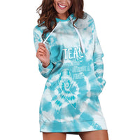 Teal Ribbon Cervical Cancer Awareness Hoodie Dress Not Going Down Without A Fight Tie Dye - Wonder Print Shop