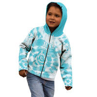Teal Ribbon Cervical Cancer Awareness Kid Hoodie Not Going Down Without A Fight Tie Dye - Wonder Print Shop