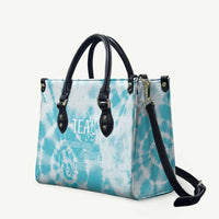 Teal Ribbon Cervical Cancer Awareness Leather Bag Not Going Down Without A Fight Tie Dye - Wonder Print Shop