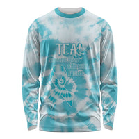 Teal Ribbon Cervical Cancer Awareness Long Sleeve Shirt Not Going Down Without A Fight Tie Dye - Wonder Print Shop