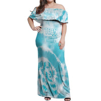 Teal Ribbon Cervical Cancer Awareness Off Shoulder Maxi Dress Not Going Down Without A Fight Tie Dye - Wonder Print Shop