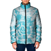 Teal Ribbon Cervical Cancer Awareness Padded Jacket Not Going Down Without A Fight Tie Dye - Wonder Print Shop
