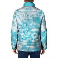 Teal Ribbon Cervical Cancer Awareness Padded Jacket Not Going Down Without A Fight Tie Dye - Wonder Print Shop