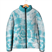 Teal Ribbon Cervical Cancer Awareness Padded Jacket Not Going Down Without A Fight Tie Dye - Wonder Print Shop